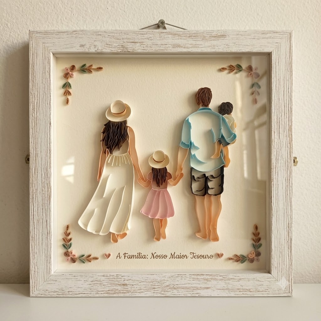 Quadro de família em quilling
