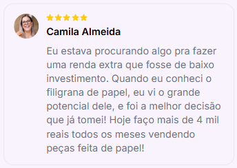 Depoimento de aluna 3 sobre o curso de Quilling